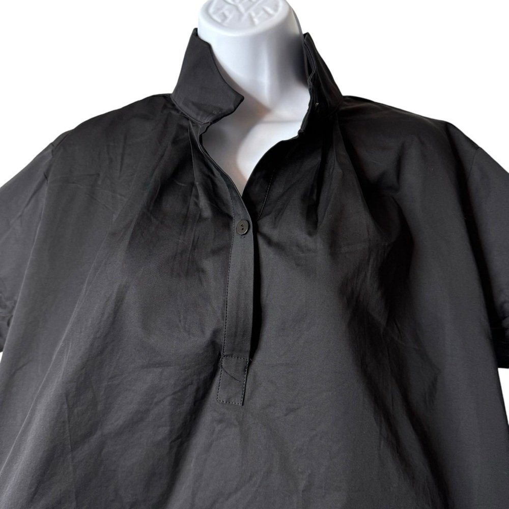 Pomander Place NEW Black Finn Short Sleeve Collared Button Down Popover Top M - Picture 5 of 9
